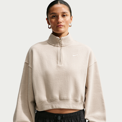 Nike Studio Fleece Orta Kalınlıkta Oversize Çeyrek Fermuarlı Crop